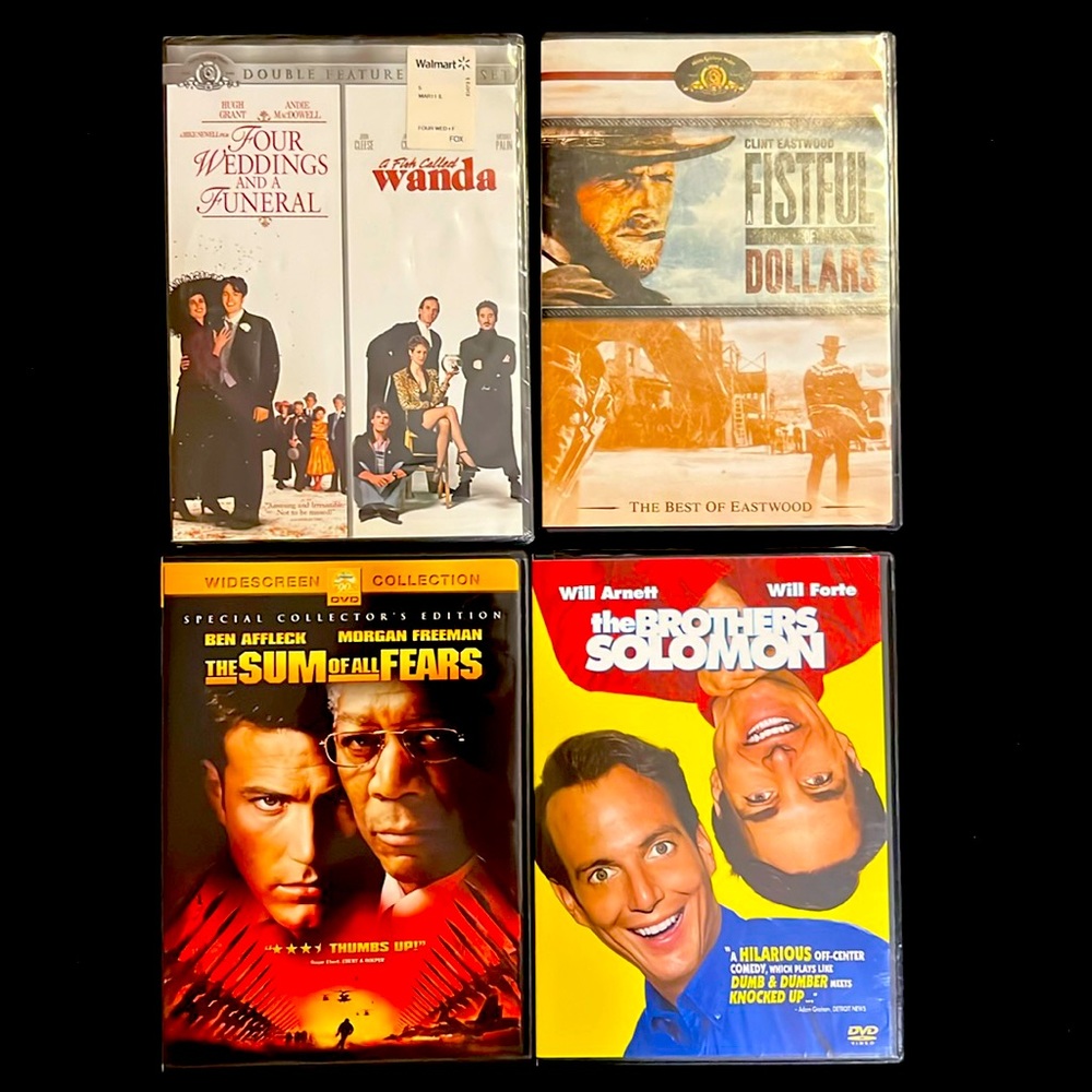 5 Movies! DVDs A Fish Called Wanda Four Weddings and a Funeral, A Fistful of Dol